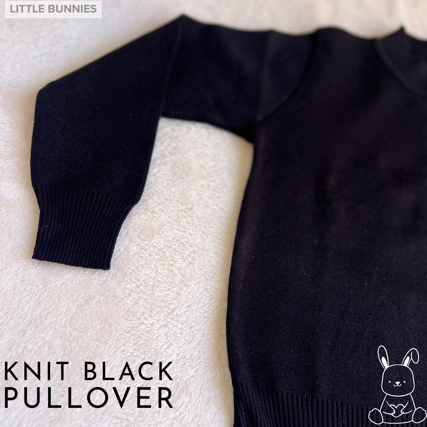 Basic Knitting Half Collar Black Pullover