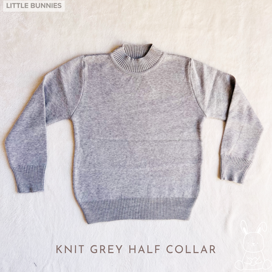 Basic Knitting Half Collar Grey Pullover