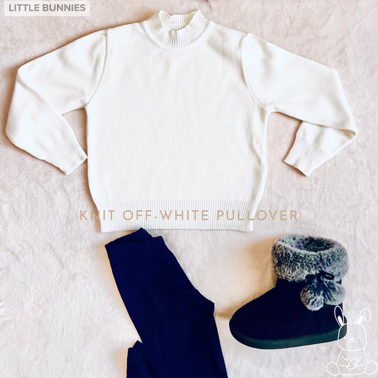 Basic Knitting Half Collar Off-White Pullover